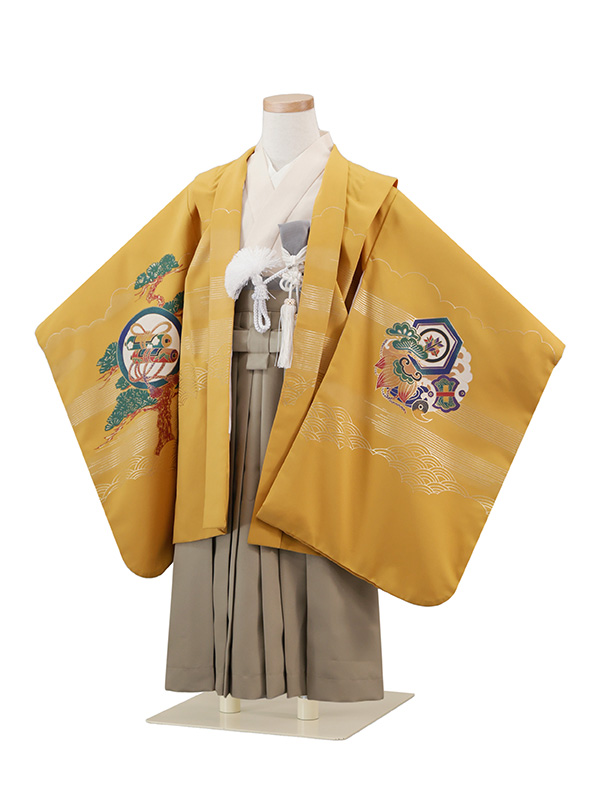 5歳 男の子 着物 （ラフニ 羽織袴） / 黄土色 × ﾍﾞｰｼﾞｭ / 七五三・お
