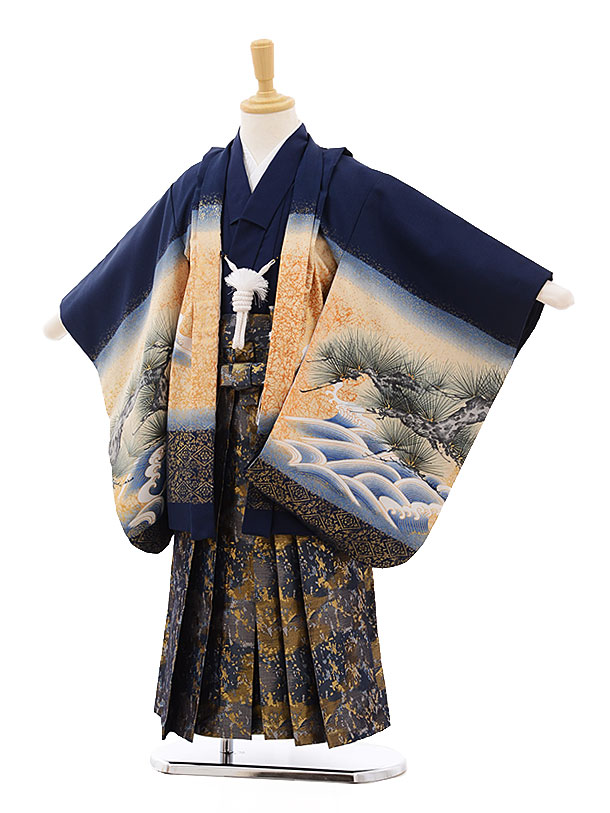 4歳 男の子 着物 （羽織袴） / 紺 × 紺 / 七五三・お宮参り・街歩き